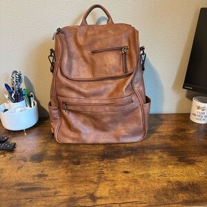 Elegant Tan Leather Backpack